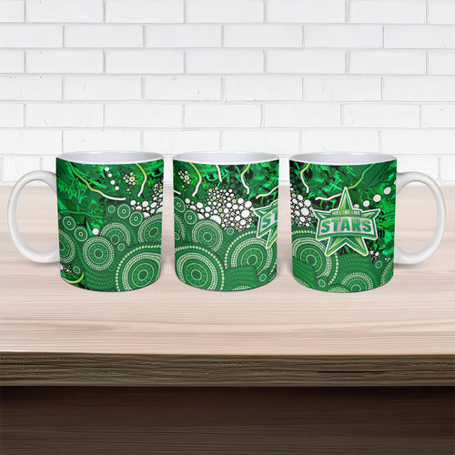 Melbourne Stars Ceramic Mug Graffiti Urban Aboriginal Dot Abstract Design
