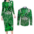 Melbourne Stars Couples Matching Long Sleeve Bodycon Dress and Long Sleeve Button Shirt Graffiti Urban Aboriginal Dot Abstract Design
