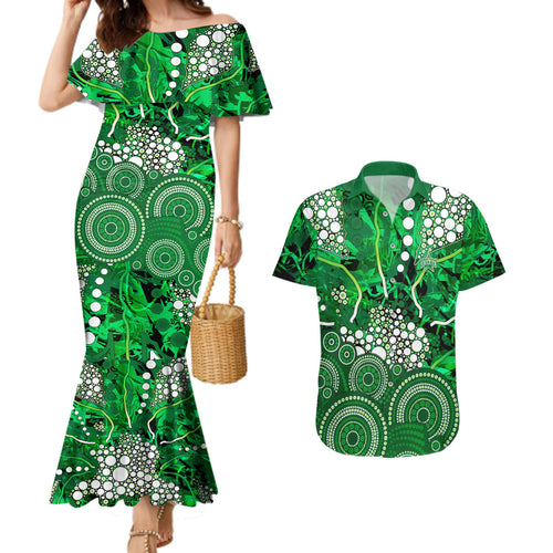Melbourne Stars Couples Matching Mermaid Dress and Hawaiian Shirt Graffiti Urban Aboriginal Dot Abstract Design