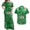 Melbourne Stars Couples Matching Off Shoulder Maxi Dress and Hawaiian Shirt Graffiti Urban Aboriginal Dot Abstract Design
