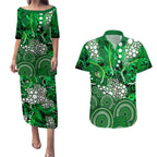 Melbourne Stars Couples Matching Puletasi and Hawaiian Shirt Graffiti Urban Aboriginal Dot Abstract Design