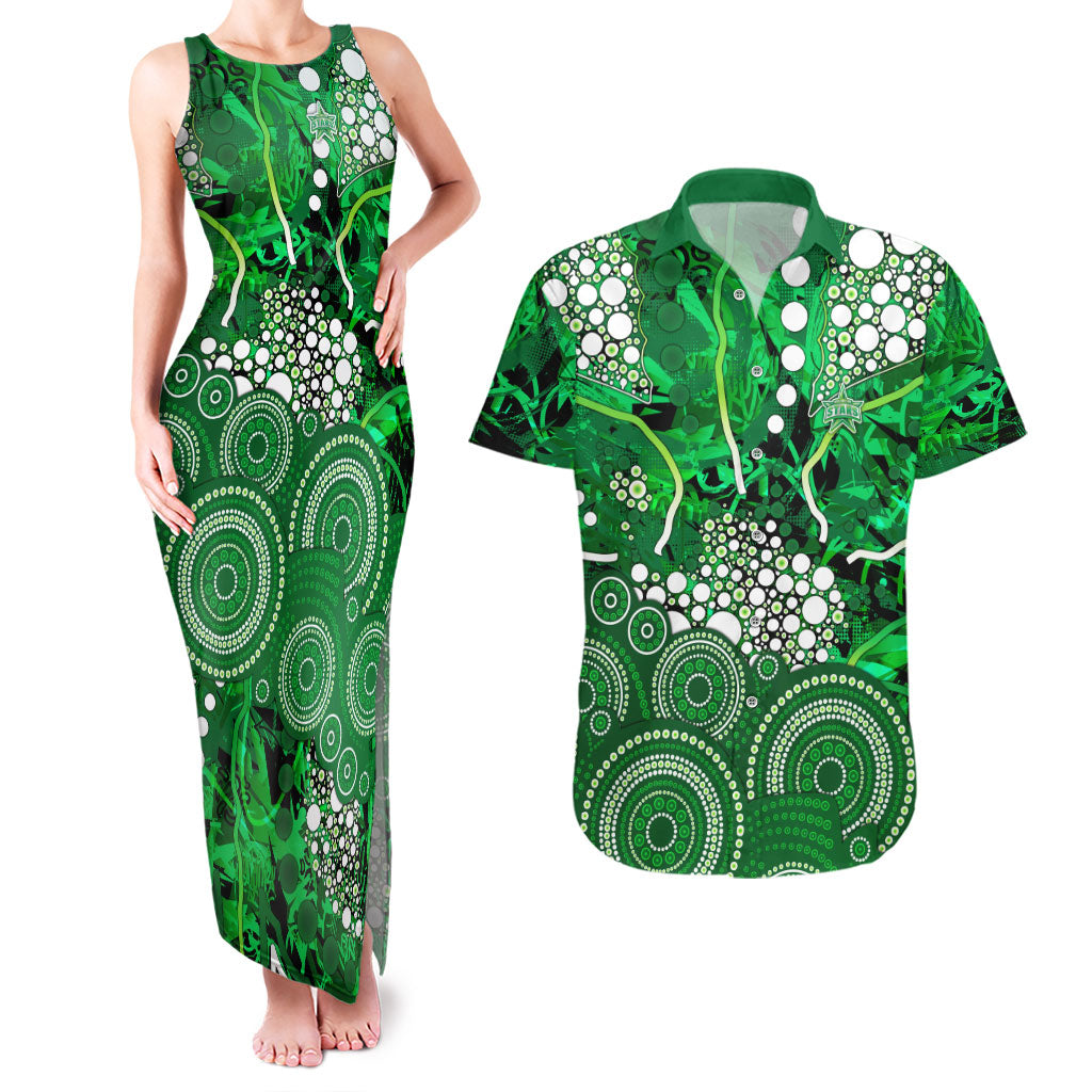 Melbourne Stars Couples Matching Tank Maxi Dress and Hawaiian Shirt Graffiti Urban Aboriginal Dot Abstract Design