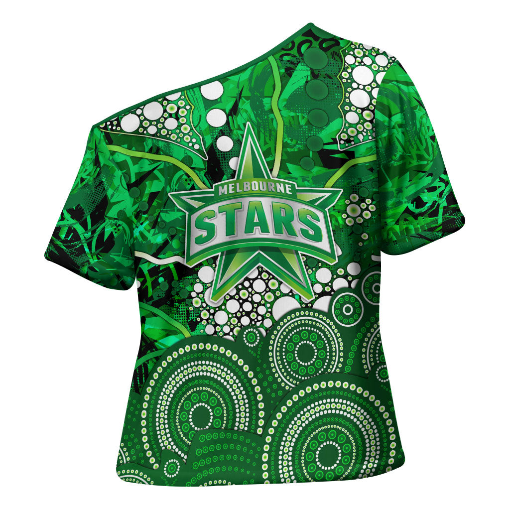 Melbourne Stars Cross Shoulder Shirt Graffiti Urban Aboriginal Dot Abstract Design