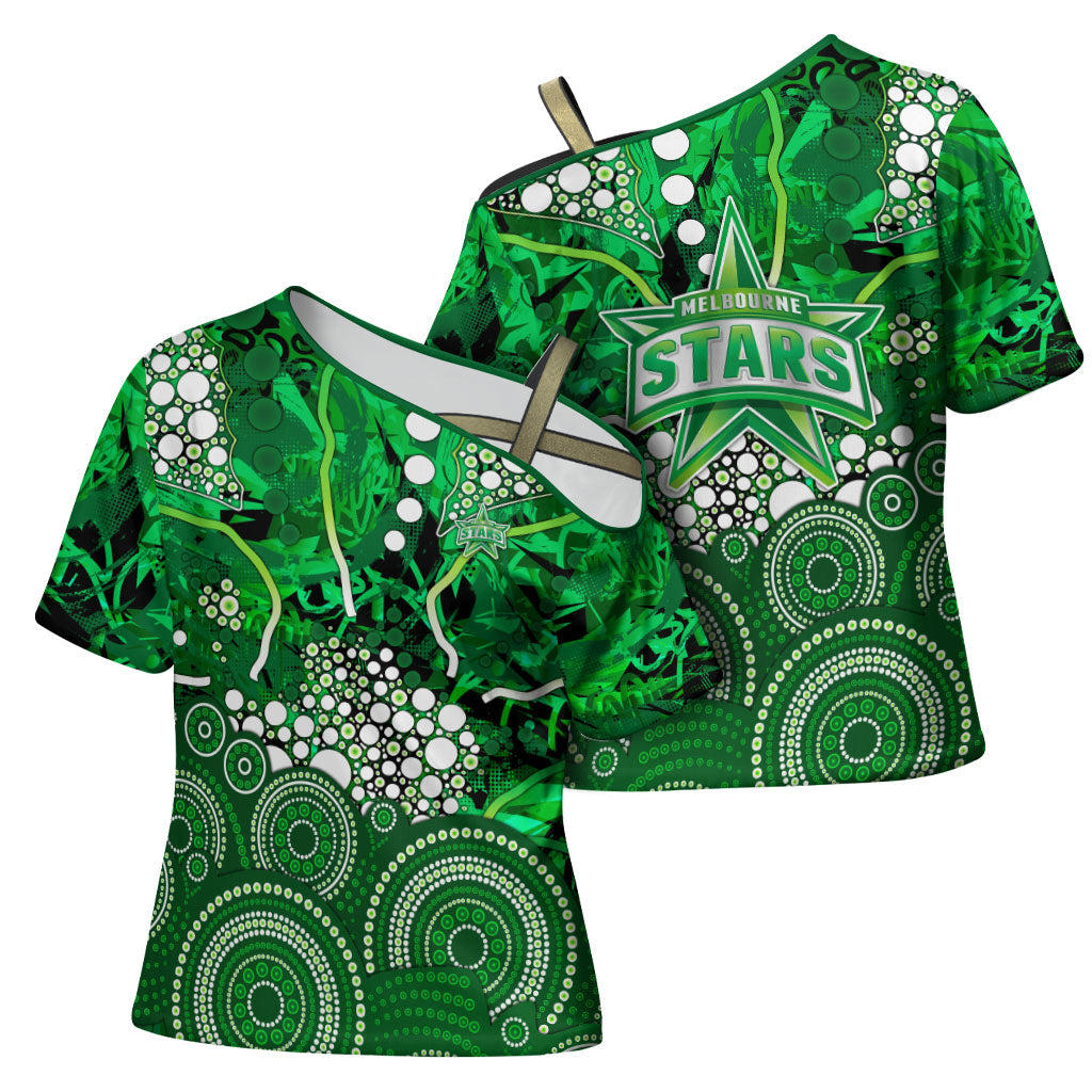 Melbourne Stars Cross Shoulder Shirt Graffiti Urban Aboriginal Dot Abstract Design