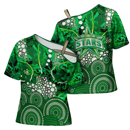 Melbourne Stars Cross Shoulder Shirt Graffiti Urban Aboriginal Dot Abstract Design