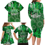 Melbourne Stars Family Matching Long Sleeve Bodycon Dress and Hawaiian Shirt Graffiti Urban Aboriginal Dot Abstract Design