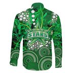 Melbourne Stars Family Matching Long Sleeve Bodycon Dress and Hawaiian Shirt Graffiti Urban Aboriginal Dot Abstract Design