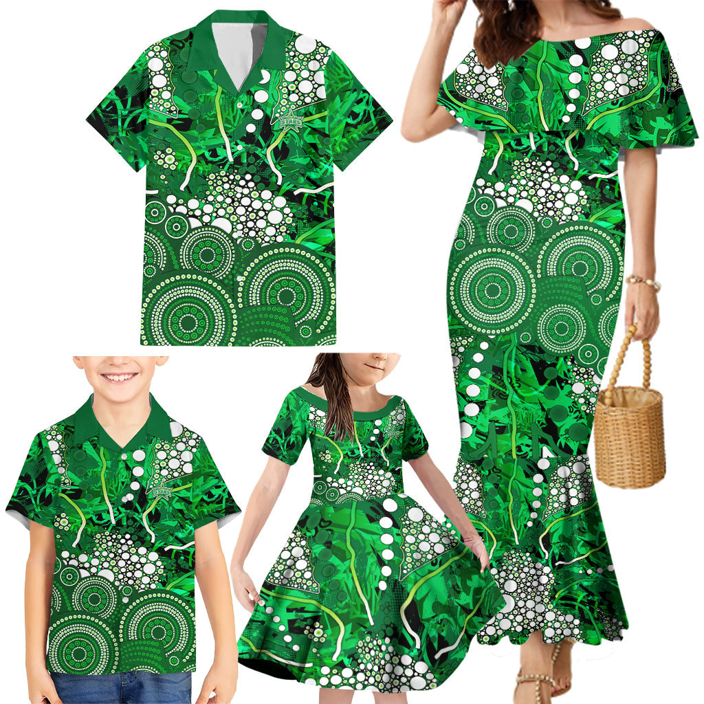 Melbourne Stars Family Matching Mermaid Dress and Hawaiian Shirt Graffiti Urban Aboriginal Dot Abstract Design