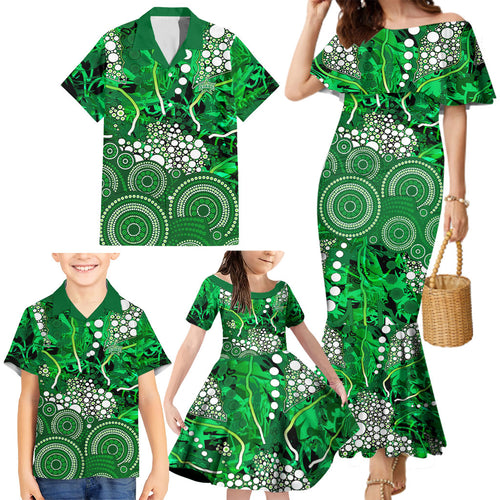Melbourne Stars Family Matching Mermaid Dress and Hawaiian Shirt Graffiti Urban Aboriginal Dot Abstract Design