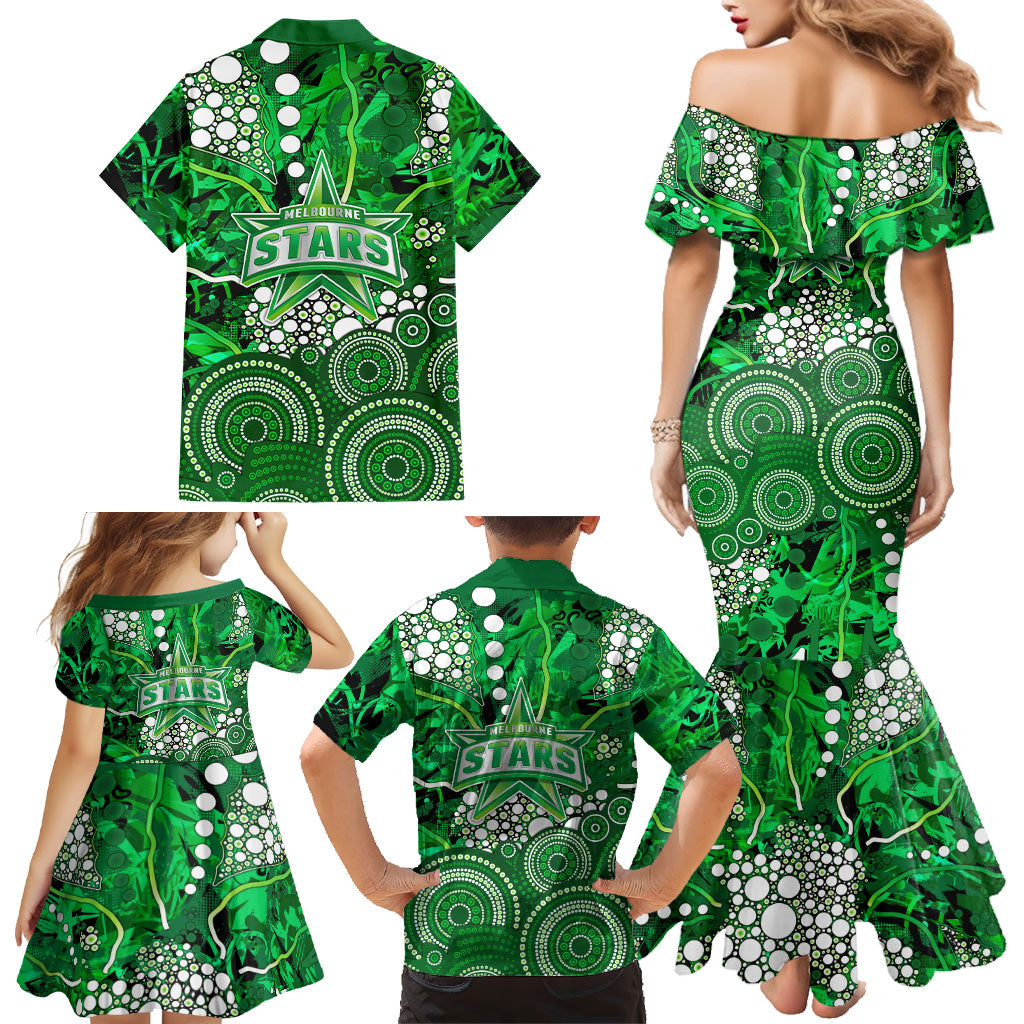 Melbourne Stars Family Matching Mermaid Dress and Hawaiian Shirt Graffiti Urban Aboriginal Dot Abstract Design