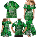 Melbourne Stars Family Matching Mermaid Dress and Hawaiian Shirt Graffiti Urban Aboriginal Dot Abstract Design