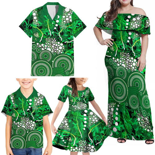 Melbourne Stars Family Matching Off Shoulder Maxi Dress and Hawaiian Shirt Graffiti Urban Aboriginal Dot Abstract Design