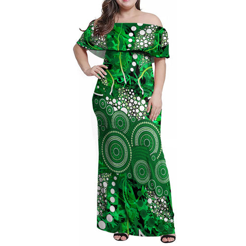 Melbourne Stars Family Matching Off Shoulder Maxi Dress and Hawaiian Shirt Graffiti Urban Aboriginal Dot Abstract Design