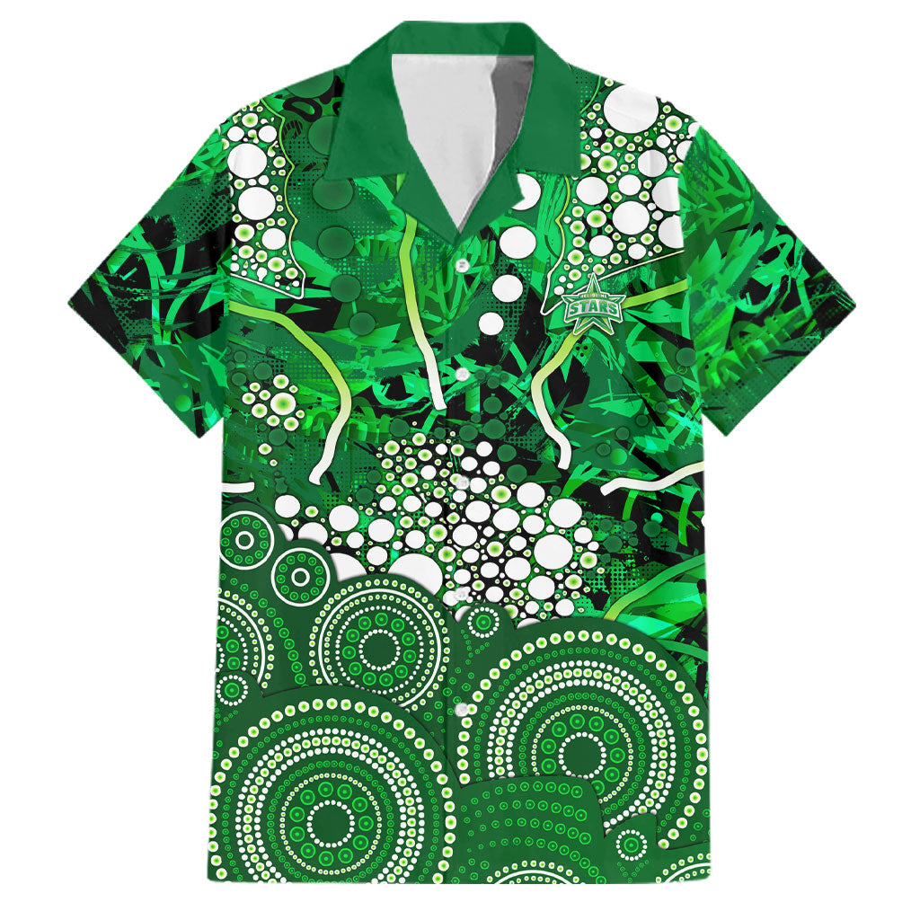Melbourne Stars Family Matching Off Shoulder Short Dress and Hawaiian Shirt Graffiti Urban Aboriginal Dot Abstract Design