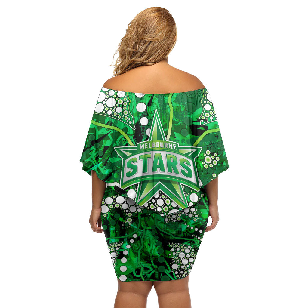 Melbourne Stars Family Matching Off Shoulder Short Dress and Hawaiian Shirt Graffiti Urban Aboriginal Dot Abstract Design