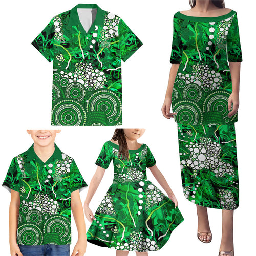 Melbourne Stars Family Matching Puletasi and Hawaiian Shirt Graffiti Urban Aboriginal Dot Abstract Design