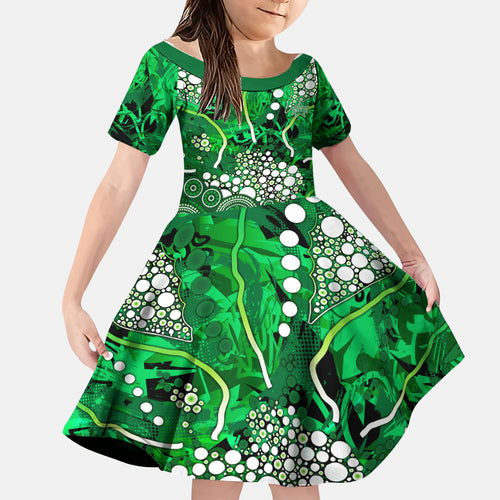Melbourne Stars Family Matching Puletasi and Hawaiian Shirt Graffiti Urban Aboriginal Dot Abstract Design