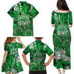 Melbourne Stars Family Matching Puletasi and Hawaiian Shirt Graffiti Urban Aboriginal Dot Abstract Design