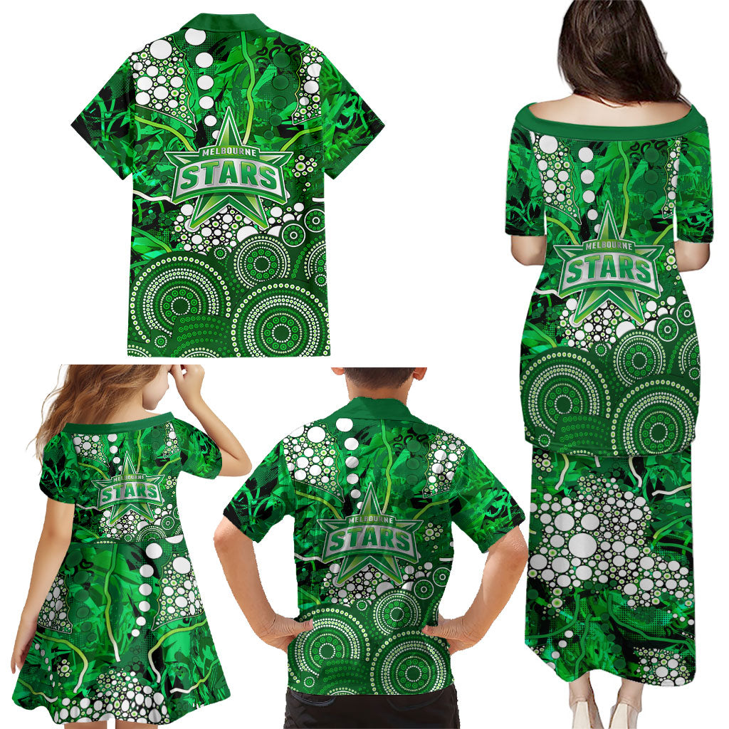 Melbourne Stars Family Matching Puletasi and Hawaiian Shirt Graffiti Urban Aboriginal Dot Abstract Design