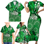 Melbourne Stars Family Matching Short Sleeve Bodycon Dress and Hawaiian Shirt Graffiti Urban Aboriginal Dot Abstract Design