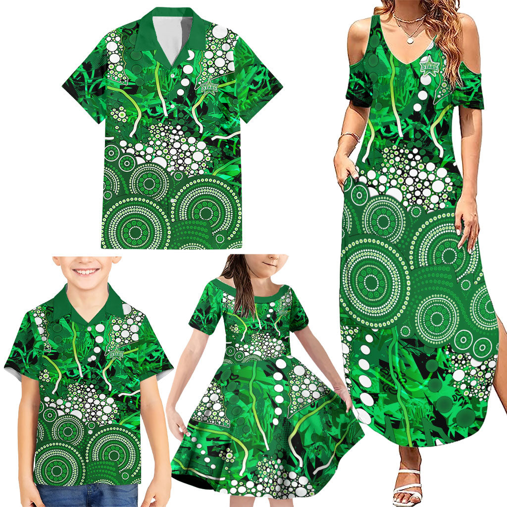 Melbourne Stars Family Matching Summer Maxi Dress and Hawaiian Shirt Graffiti Urban Aboriginal Dot Abstract Design