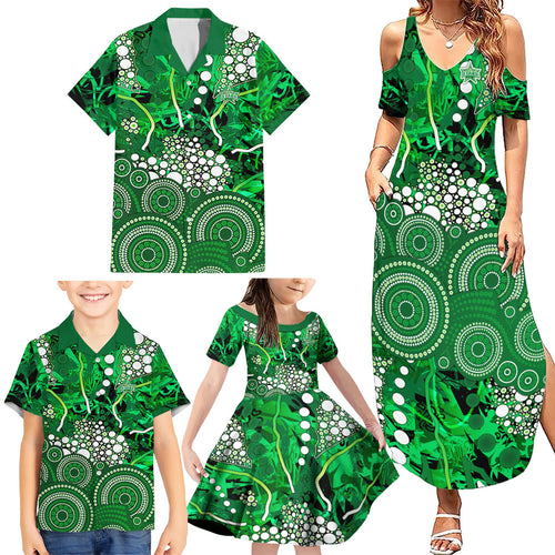 Melbourne Stars Family Matching Summer Maxi Dress and Hawaiian Shirt Graffiti Urban Aboriginal Dot Abstract Design