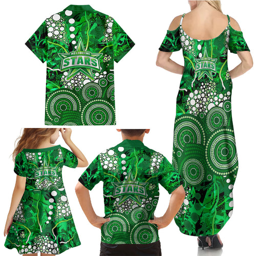 Melbourne Stars Family Matching Summer Maxi Dress and Hawaiian Shirt Graffiti Urban Aboriginal Dot Abstract Design