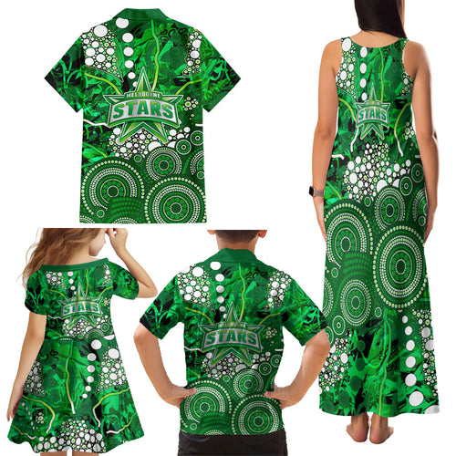 Melbourne Stars Family Matching Tank Maxi Dress and Hawaiian Shirt Graffiti Urban Aboriginal Dot Abstract Design