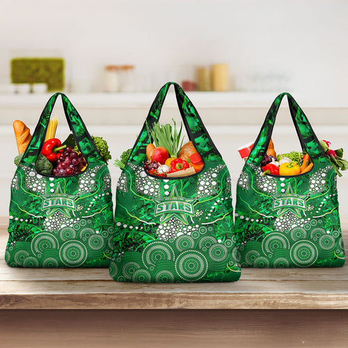 Melbourne Stars Grocery Bag Graffiti Urban Aboriginal Dot Abstract Design