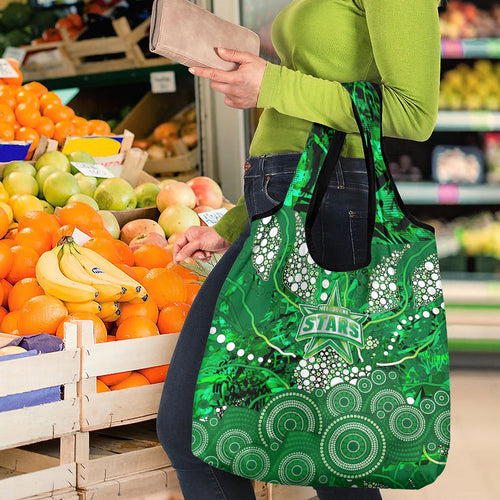 Melbourne Stars Grocery Bag Graffiti Urban Aboriginal Dot Abstract Design