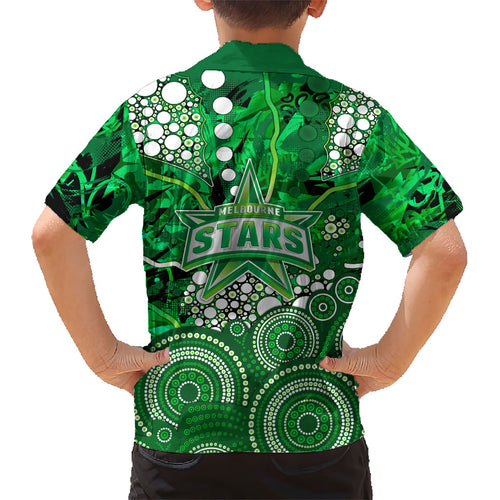 Melbourne Stars Kid Hawaiian Shirt Graffiti Urban Aboriginal Dot Abstract Design