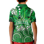 Melbourne Stars Kid Polo Shirt Graffiti Urban Aboriginal Dot Abstract Design