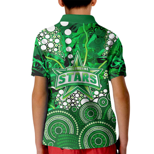 Melbourne Stars Kid Polo Shirt Graffiti Urban Aboriginal Dot Abstract Design