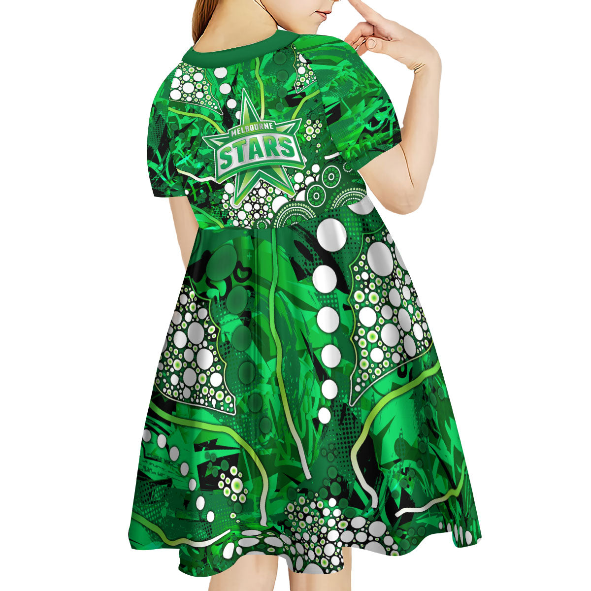Melbourne Stars Kid Short Sleeve Dress Graffiti Urban Aboriginal Dot Abstract Design