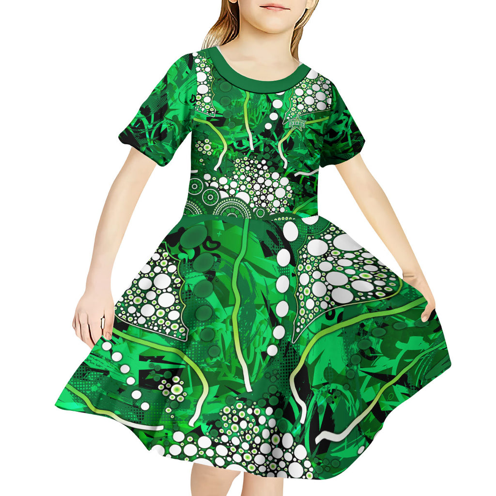 Melbourne Stars Kid Short Sleeve Dress Graffiti Urban Aboriginal Dot Abstract Design