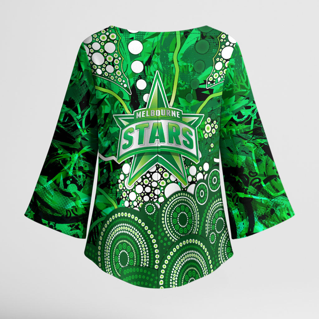 Melbourne Stars Kimono Sleeve Blouse Graffiti Urban Aboriginal Dot Abstract Design