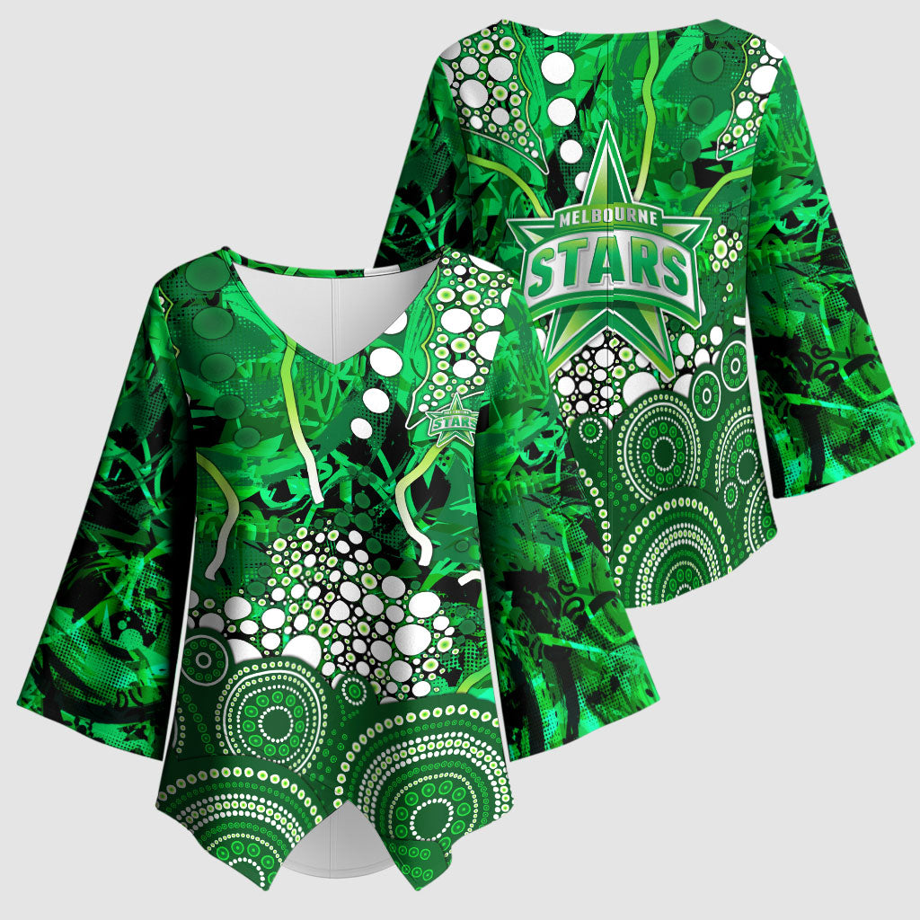 Melbourne Stars Kimono Sleeve Blouse Graffiti Urban Aboriginal Dot Abstract Design