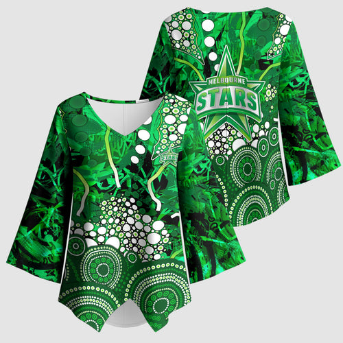 Melbourne Stars Kimono Sleeve Blouse Graffiti Urban Aboriginal Dot Abstract Design