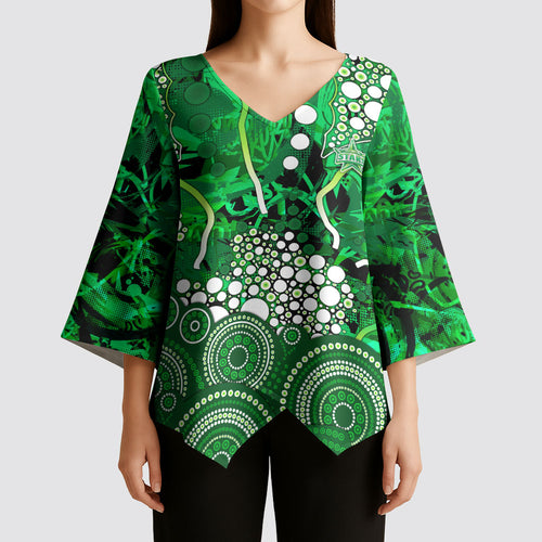 Melbourne Stars Kimono Sleeve Blouse Graffiti Urban Aboriginal Dot Abstract Design