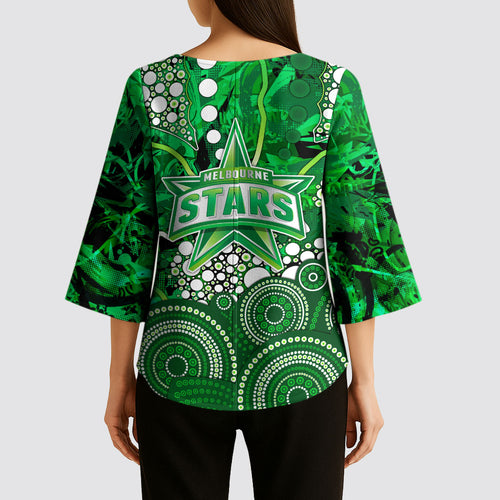 Melbourne Stars Kimono Sleeve Blouse Graffiti Urban Aboriginal Dot Abstract Design