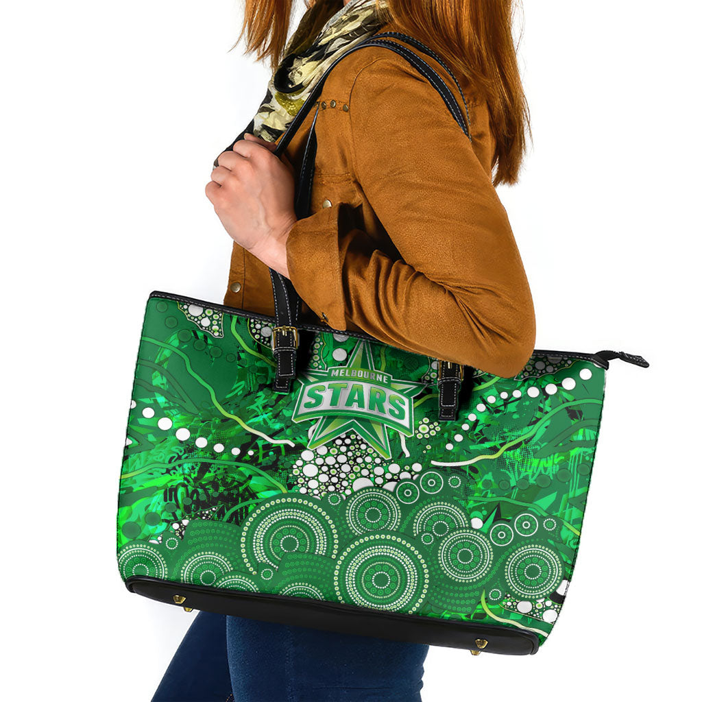 Melbourne Stars Leather Tote Bag Graffiti Urban Aboriginal Dot Abstract Design