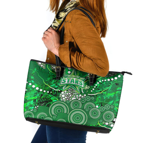 Melbourne Stars Leather Tote Bag Graffiti Urban Aboriginal Dot Abstract Design
