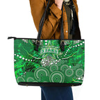 Melbourne Stars Leather Tote Bag Graffiti Urban Aboriginal Dot Abstract Design
