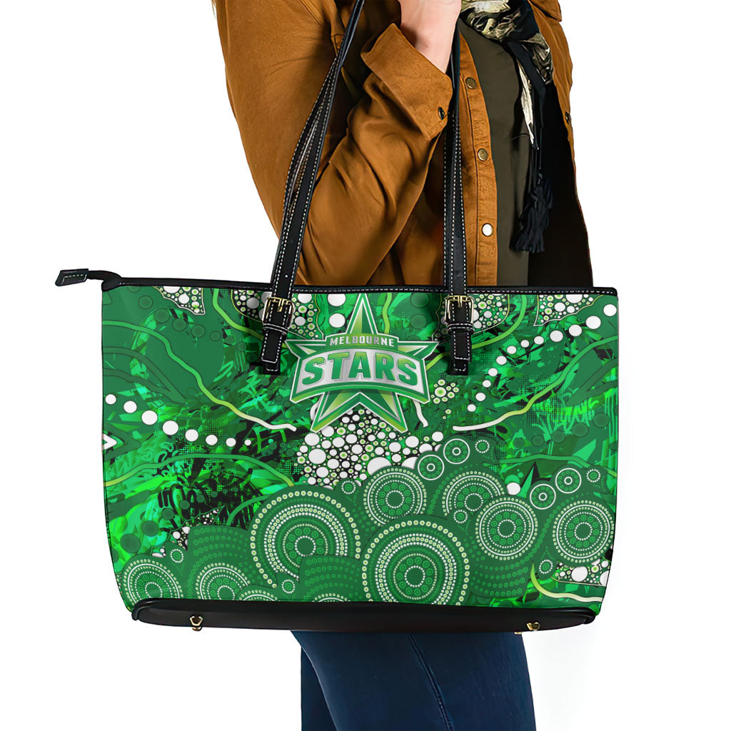 Melbourne Stars Leather Tote Bag Graffiti Urban Aboriginal Dot Abstract Design