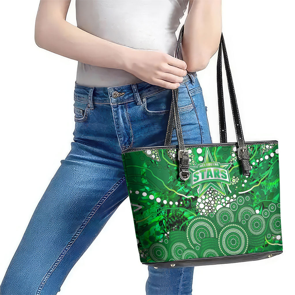 Melbourne Stars Leather Tote Bag Graffiti Urban Aboriginal Dot Abstract Design