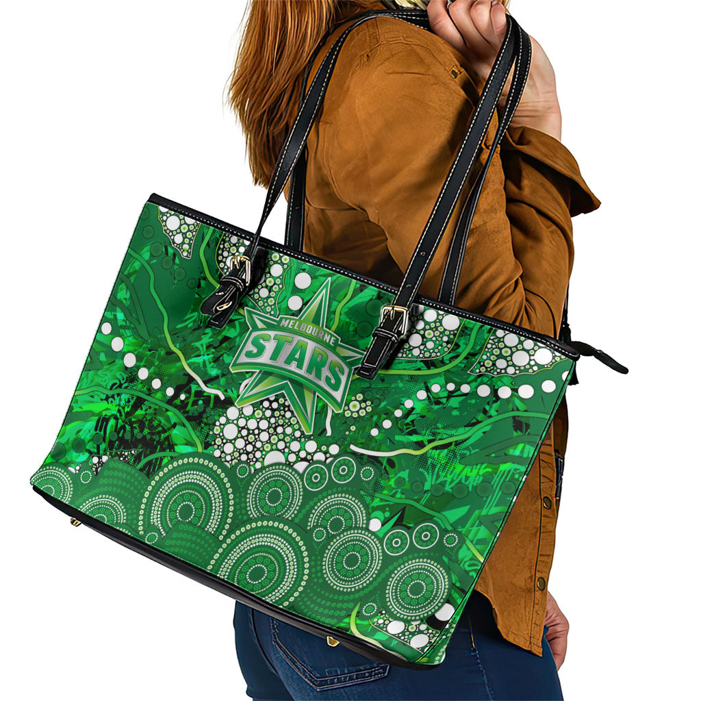 Melbourne Stars Leather Tote Bag Graffiti Urban Aboriginal Dot Abstract Design