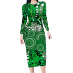Melbourne Stars Long Sleeve Bodycon Dress Graffiti Urban Aboriginal Dot Abstract Design