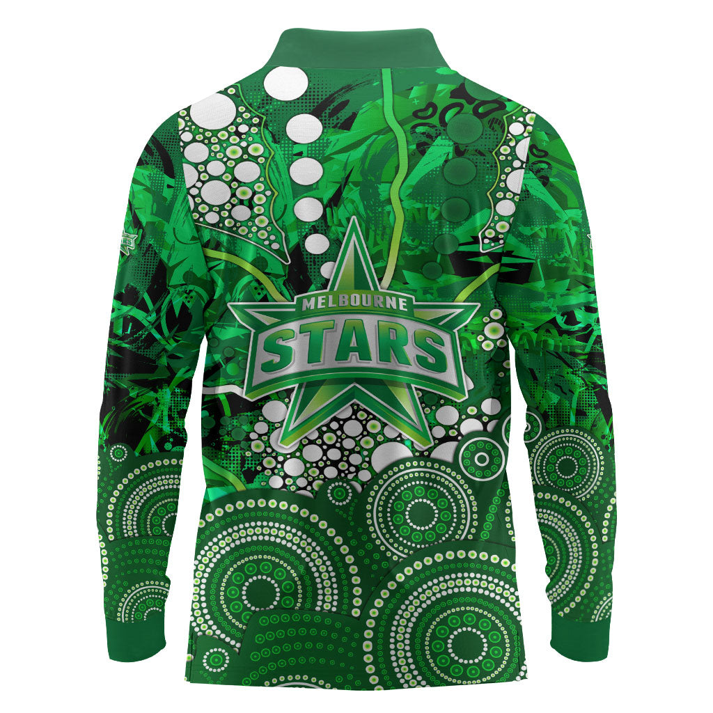 Melbourne Stars Long Sleeve Polo Shirt Graffiti Urban Aboriginal Dot Abstract Design