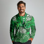 Melbourne Stars Long Sleeve Polo Shirt Graffiti Urban Aboriginal Dot Abstract Design