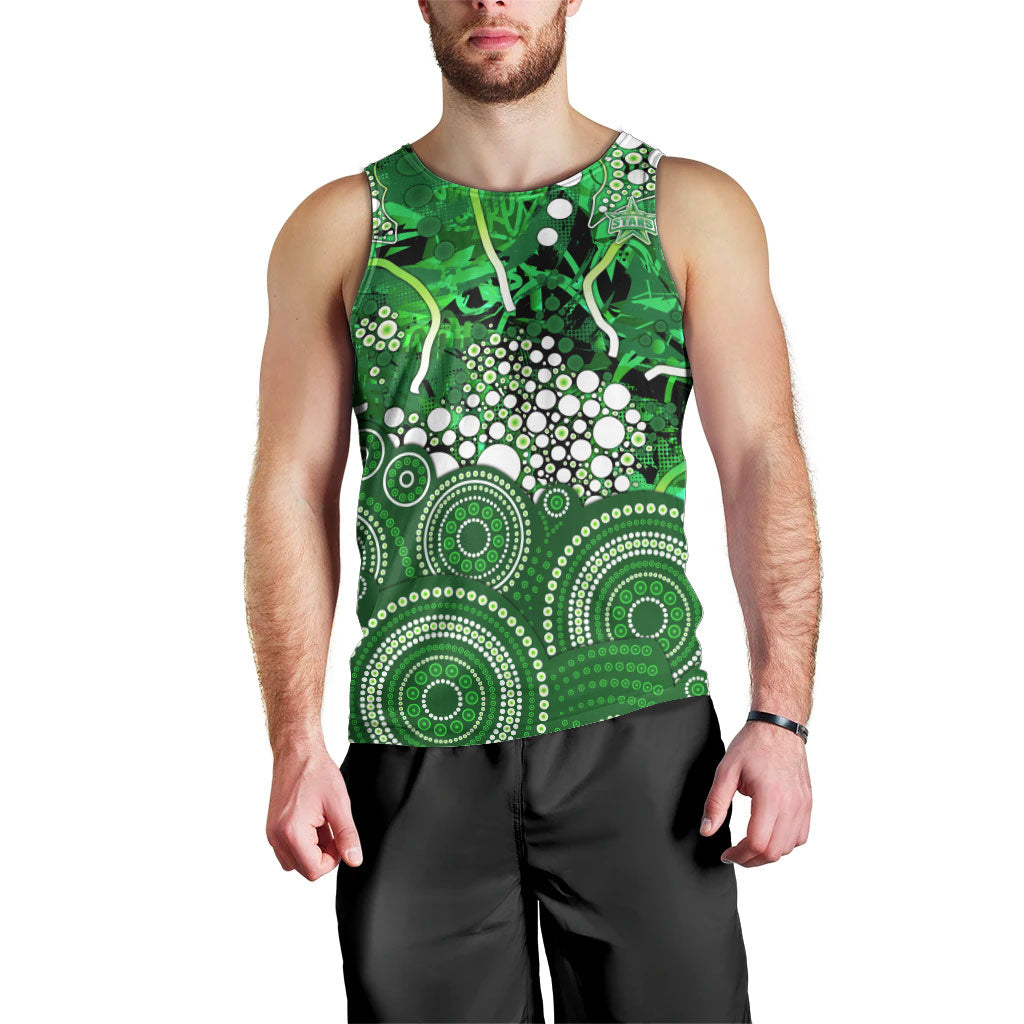 Melbourne Stars Men Tank Top Graffiti Urban Aboriginal Dot Abstract Design